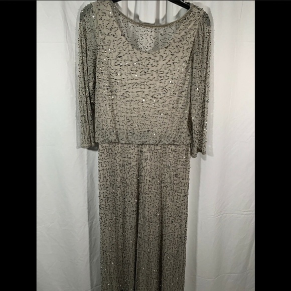 NWT Pisarro Nights Bead Embellished Blouson‎ Evening Gown Silver [SZ 8 ] - Picture 2 of 8